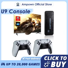 Consoles Ampown U9 Video Game Console 128G Builtin 20000 Games Retro Handheld TV Game Console Wireless Controller Game Stick For GBA/GBC