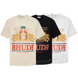 Rhudes Design Parrot Letter Printing Tee Cotton Cotton Round Collar Roose Shirt Shirve Fashion Men Casual PrintTシャツ478