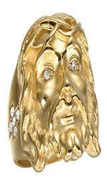 Mode Titan Stahl Gold Christus Jesus Kopf Stück Ring Hip Hop Bling Rock Größe 812 Für Männer Frauen Geschenk Schmuck frau Hochzeit Rin6209311