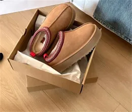 Senffarbene Taz.z-Knöchelfellstiefel, Designer-Australien-Plateaustiefel, Damen-Slipper, dicker Boden, echtes Leder, warme, flauschige Stiefeletten