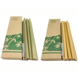 Canudos bebendo 10-12 Pçs / set 100% Natural Bamboo Sts St Eco-Friendly Bebidas Escova de Limpeza para Festa em Casa Barra de Casamento Drop Entregar Dh3Vm