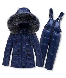 Russo meninos meninas casacos de inverno crianças outerwear com capuz parkas macacão de pele do bebê snowsuit engrossar neve wear macacão roupas terno l5791975