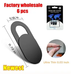 Black White 6 PCS Factory hela webbkamera glidande plastluckor för bärbar datorkamera täcker makrolins surfplatta mobiltelefon pc7120598