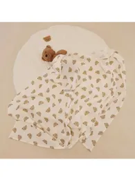毛布swaddling bear print baby blanket新生ベイビーモスリンコットンスワドルベッドベビーガールボーイスリーピングブランケットベビーアクセサリーsl2403l2403