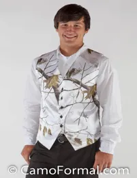 White Camo Groom Vests Custom Made Camouflage Vest Groom Wear Wedding Party Camo Prom3301343