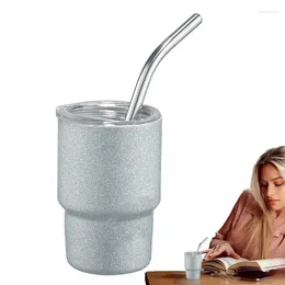 Tumblers pacuum pumbler مع Straw 3 Oz Stainly Steel Mini Mini Mug Sportable Water Drinting for Outdize Camping Trip Beverage