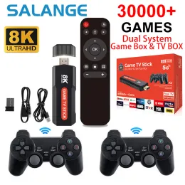 Konsolen G5 Spielekonsole TV BOX X2 PLUS 8K Retro-Videospielkonsole mit kabellosem Controller, 64 GB Speicher, integrierte 30.000 Spiele für PS1