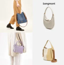 Songmont Bags Bucket Luna Designer Underarm Hobo Ombro Luxo Grande Totes Bolsa de Couro Meia Lua Mini Clutch Cesta de Compras CrossBody Song Handbag all match