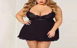 Kvinnor Sleepwear Plus Size Nightdress 3XL Pretty Babydoll Set Charming Lace Lingerie Sexy Sleepwear Ship Dropship 201913790158