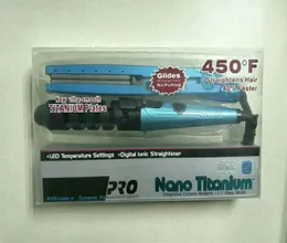 Piastra per capelli Nano Titanium PRO 450F 1 4 piastre Piastra per capelli Ferro piatto Bigodino Controllo della temperatura a cinque velocità dritto2624680506