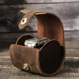 Watch Boxes Cow Leather Single Roll Travel - Portable Organizer For Men & Women With Buckle Retro Style Pouch Y2p8