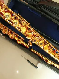 24K Gold Slated Flute 17 Otwarty otwór Złota Profesjonalna profesjonalna flet C Ustawienie Badanie muzycznego instrumentu muzycznego