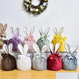 Altre forniture per feste festive 9 colori Veet Easter Bunny Bag Vendita monogramma regalo sublimazione vuota per bambini Gg014 Consegna drop H Dhybm