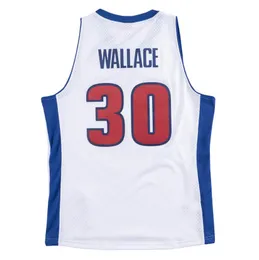 Stitched baskettröjor Rasheed Wallace Rasheed Wallace 2003-04 Finals 1999-00 White Mesh Hardwoods Classic Retro Jersey S-6XL
