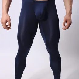 Herrenhose Männer Slim Fit Nachtwäsche Ultradünne U-Beutel Hohe Elastizität Lange Unterhosen Leggings Weiche Unterwäsche mit mittlerer Taille für Zuhause