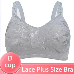 Bras Black Big Women Plus Size Lace Bra For Unlined Full Coverage Thin Wireless Adjusted-straps D Cup Comfort Women'Bras