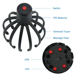 Products Electric Octopus Claw Scalp Massager Hands Free Therapeutic Head Scratcher Relief Hair Stimulation Rechargable Stress Relief