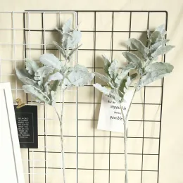 Ramo de folha de prata plantas artificiais parede folhas verdes capina decoração mariage folhas artificiais plantas falsas flor 2024304