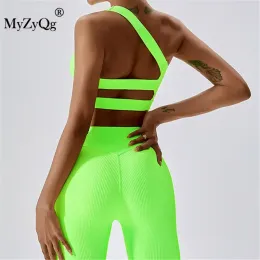 Outfit MyZyQg Donna Sport Yoga Reggiseno Fasciatura Spalla singola Filettata Corsa Pilates Gilet Bellezza Indietro Fitness Palestra Canotte Canotte