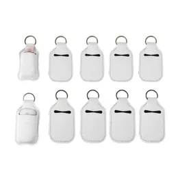 Party Favor Christmas SubliMation Blanks Refillable Neoprene Hand Sanitizer Holder ER Chapstick Holders With KeyChain för 30 ml CAP C DHYMT