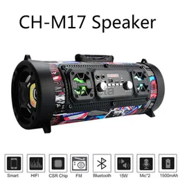 Högtalare Portable HiFi Subwoofer Portable BT Speaker Music Column FM Radio Move KTV 3D Sound Bar MP4 Palyer Outdoor Houd Speaker CH M17 Handle TF USB AUX Port 240304