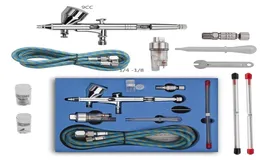 Airbrush mit 02mm 03mm 05mm Düsenset Dual Action Airbrush Air Kit Cheaning Spritzpistole Set für Nagel Farbe Kunst Air Pinsel New8491465