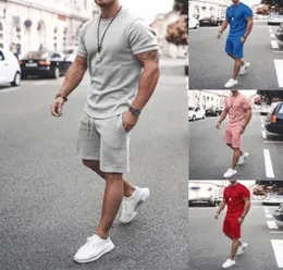 Men039s Tracksuits ISHOWTIENDA Men 2 Piece Casual Oneck Short Sleeve Tee Shirts And Fit Sport Shorts Set Vetement Homme De Mar1994792