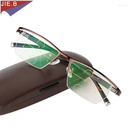 Sunglasses 2024 Men Smart Zoom Asymptotically Multi-focal Progressive Reading Glasses High Quality Presbyopia Hyperopia Bifocal Eyeglasses