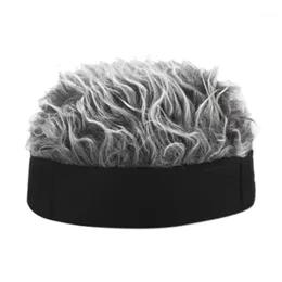 Män kvinnor hip hop beanie hatt med spikat falskt hår roligt retro kort melon peruk skalle hyresvärd mössa justerbar streetwear snapback1295p