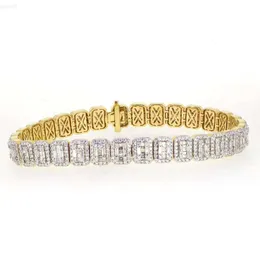 Pulseira masculina personalizada de tênis da moda hip hop em ouro amarelo/branco 10kt 35 g e diamantes naturais de 4,32 quilates