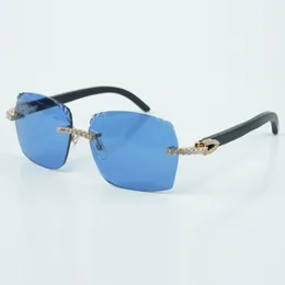 Самые продаваемые солнцезащитные очки в изысканном стиле 3524018 с микроогранкой и бесконечными ромбовидными линзами, очки на ножках из натурального черного дерева, размер 18-135 мм