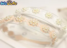 Wecute Koreli Çocuk Kızlar Saç Aksesuarları Bebek Yenidoğan Bebek Saç Band Dantel İnci Dolunay Prenses Doğum Günü Hediyeleri Headdress5312633