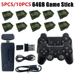 Consoles 5PCS 10PCS Double handle Wireless Controller Game Stick 4K Video Game Console 2.4G 10000 games 64GB Retro games For PS1 GBA