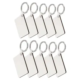 10 pçs diy retângulo branco mdf chaveiro moda oem sublimação chaveiros de madeira para transferência de imprensa de calor jewlery new238r