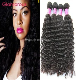 Glamorous Virgin Hair Weaves 4 Stück brasilianische tiefe Wellenhaarbündel Günstige peruanische indische malaysische Echthaarverlängerungen für b4535807