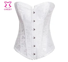 Gotycka gorsety ślubne i rufie Bridal White Corset Top Sexi Bielizna Kobiety Espartilhos E Corpetes Corselet Plus Size S2XL5674775