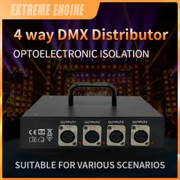 Profesyonel aşama ışık denetleyicisi DMX512 Ayrıştırıcı Işık Sinyal Amplifikatörü Splitter 4 Yolu DMX Distribütörü Sahne Ekipmanı için