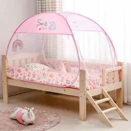 Large Space Child Mosquito Net Free Install Full Bottom Antifall Crib Small Tent 4 Seasons Cartoon Style Yurt Baby 240223