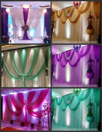 Toprated 3x6m white and gold wedding backdrop curtain with swag wedding drapes wedding stage backdrop 8688240