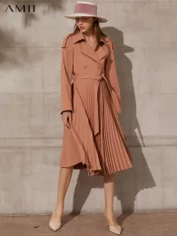 السترات Amii Mediabalism Spring New Women Trench Coat Corply صلبة صلبة مطوية مزدوجة الحزام المريح للمرأة المعطف الإناث 12170009