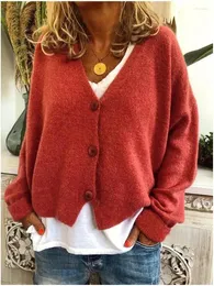 Women's Knits 2024 Autumn/Winter Sweater Knitted Cardigan For Women Casual Solid Color Fashion Button Style Loose
