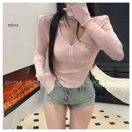 designer hoodie High-quality Version of Spring Brooch Shoulder Pads Early Autumn New Small Fragrance Top Thin Slim Sexy Short Sweater