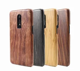 För OnePlus 6T 6 Walnut Enony Wood Rosewood Mahogny Wood Slim Back Case Cover6625996