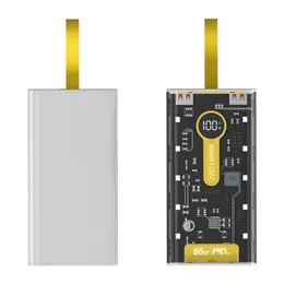 20000mAh 대용량 충전 은행 66W 슈퍼 빠른 충전 모바일 전원 LED 가벼운 지능형 디지털 디스플레이 충전 뱅크