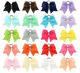 8 Inch Large Plain Solid Cheerleading Ribbon Bows Grosgrain Cheer Bows Tie With Elastic Band Girls Rubber Hair Band Hair Accessori4613161