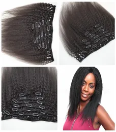 4A4B4C Human Hair Bundles 7 Pieces For Full Head Natural Black 120g Geasy Clips in Hair Extensions8290937