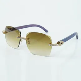 Lo stile squisito più venduto 3524018 occhiali da sole con lenti a diamante infinite con taglio micro e gambe in legno blu naturale, misura 18-135 mm