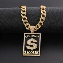 Pendant Necklaces Goth Dollar Sign Cash Money Records Iced Out Necklace Cuban Chain Hip Hop Jewlery Street Rapper Boyfriend GiftPe253r