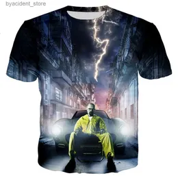 القمصان الخاصة بالرجال المسلسل التلفزيوني الجديد Breaking Bad Men Fashion Cool 3D Breaking Bad Printed T-Shirt Disual Summer T Tops L240304
