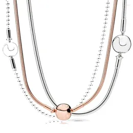 Pendants Rose Gold Sphere Clasp ESSENCE Collection Beaded Necklace For Women Wedding Gift Europe Jewelry 925 Sterling Silver